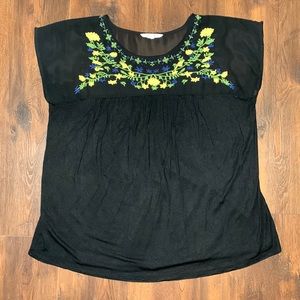 Amaryllis Floral Embroidered Top